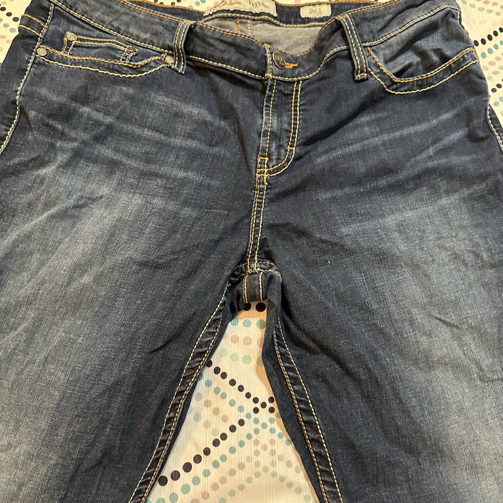 BKE DENIM size 36/33 1/2 length Dark Blue Straight Leg Jeans good see pictures